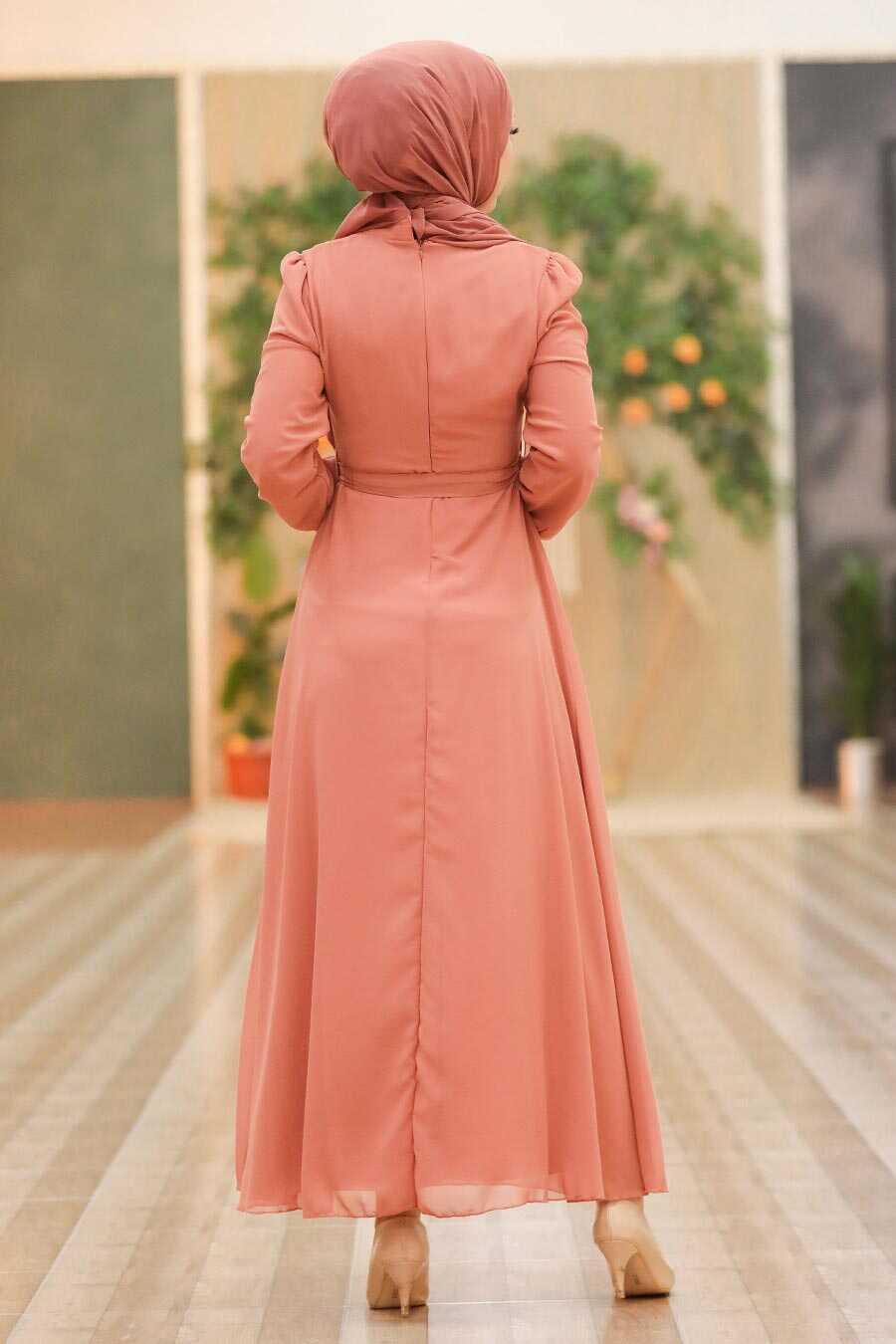 Dark Salmon Pink Hijab Dress 27922KSMN - Neva-style.com
