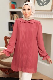 Dark Salmon Pink Hijab Tunic 20621KSMN - Thumbnail