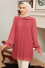 Dark Salmon Pink Hijab Tunic 20621KSMN - Thumbnail