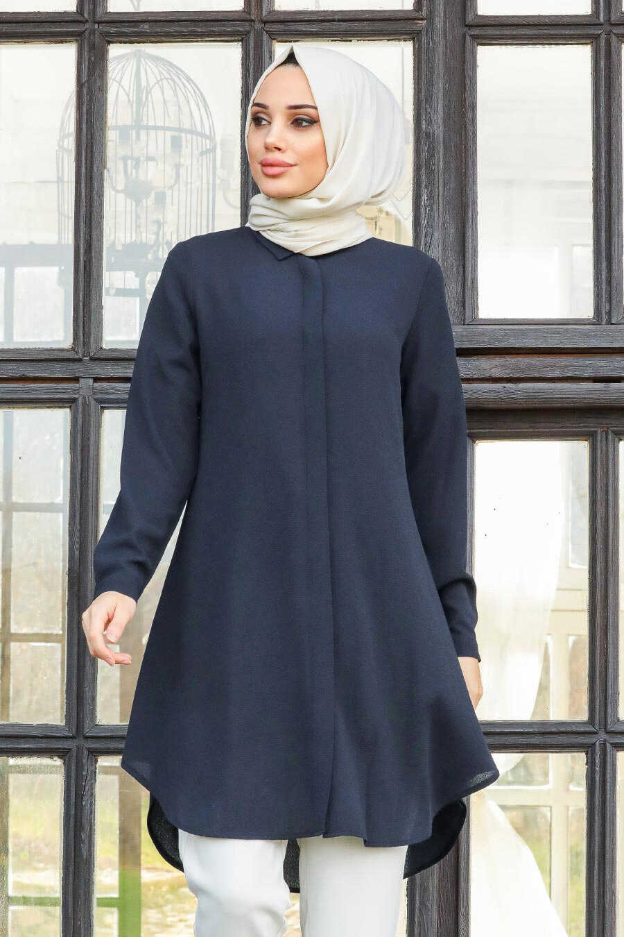 Navy Blue Hijab Tunic 253L - Neva-style.com
