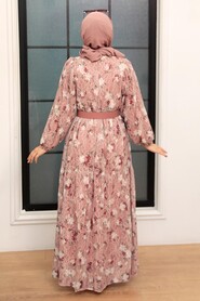 Dusty Rose Hijab Dress 11262GK - Thumbnail