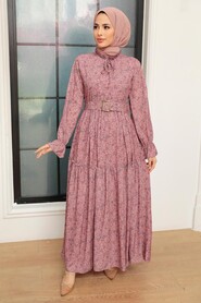 Dusty Rose Hijab Dress 11601GK - Thumbnail