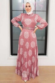 Dusty Rose Hijab Dress 11870GK - Thumbnail