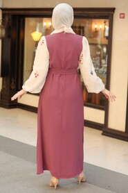 Dusty Rose Hijab Dress 12152GK - Thumbnail