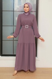 Dusty Rose Hijab Dress 20804GK - Thumbnail