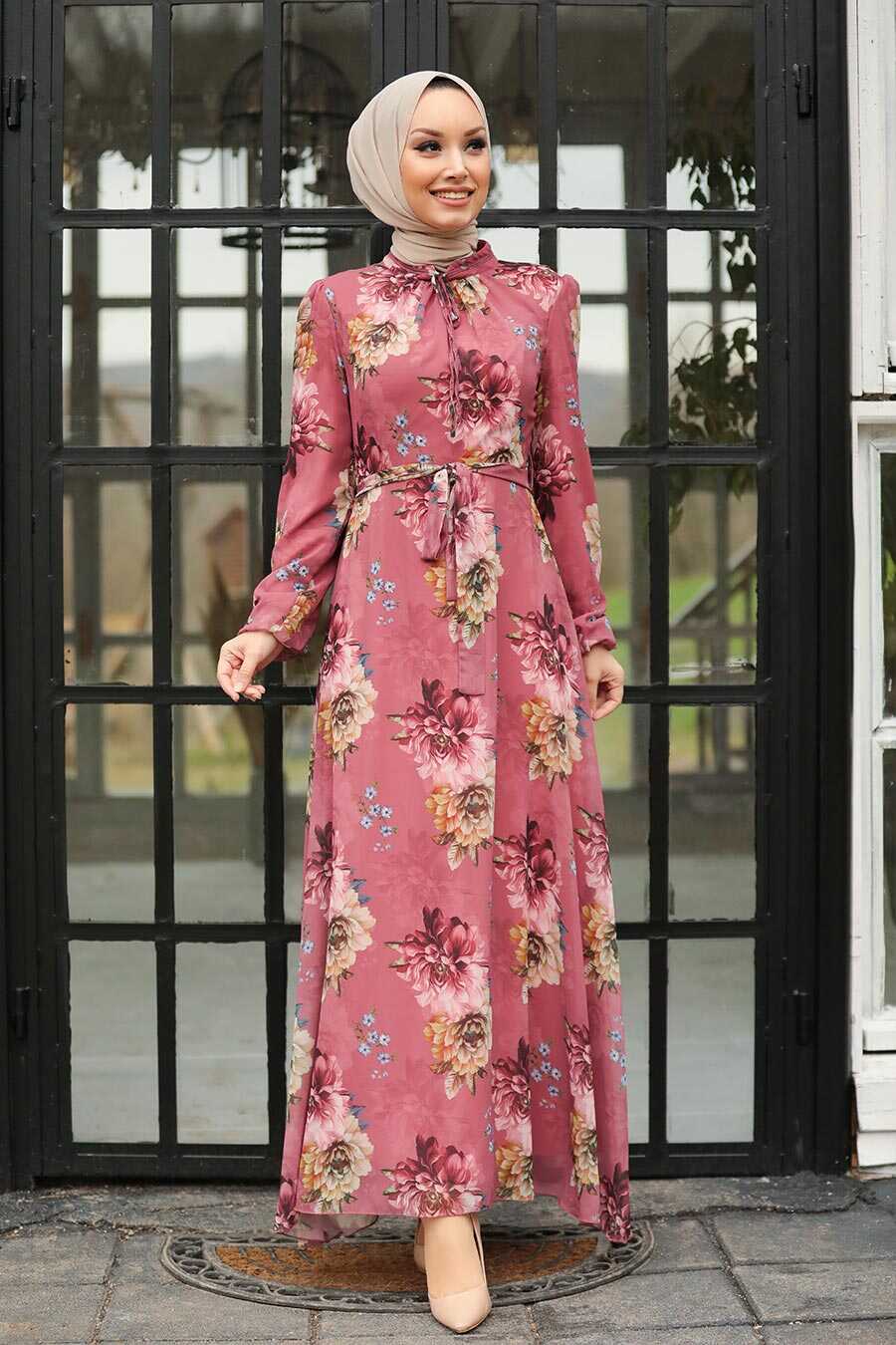 dusty pink hijab dress