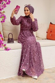 Dusty Rose Hijab Dress 279065GK - Thumbnail