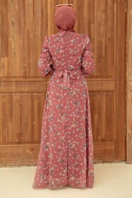 Dusty Rose Hijab Dress 27924GK - Thumbnail