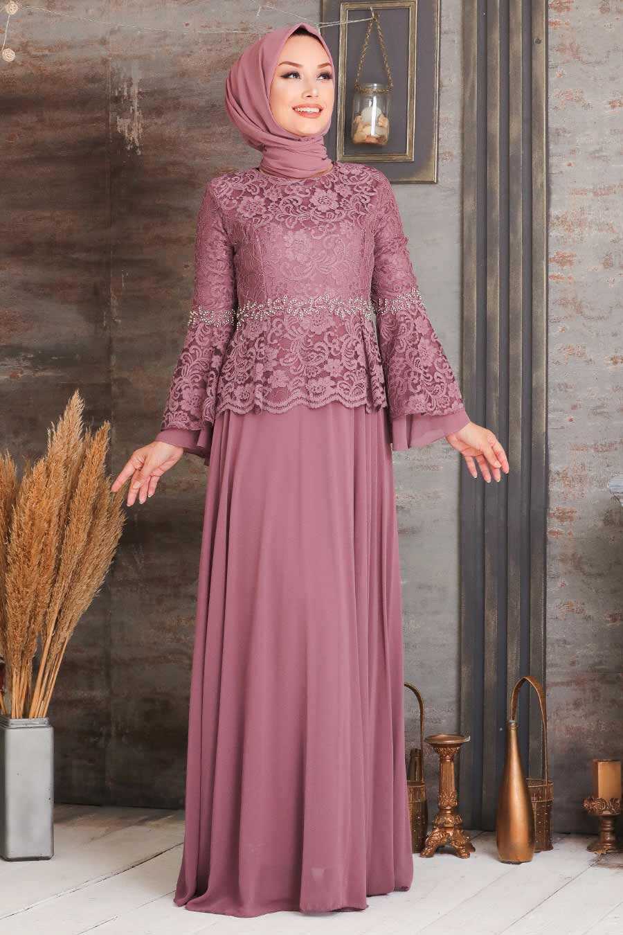 Neva Style - Long Dusty Rose Modest Wedding Dress 20671GK
