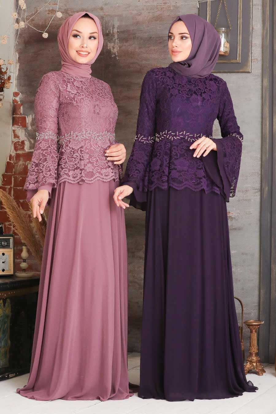 Neva Style - Long Dusty Rose Modest Wedding Dress 20671GK