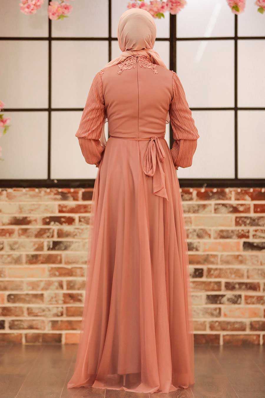 Dusty Rose Hijab Evening Dress 21780GK