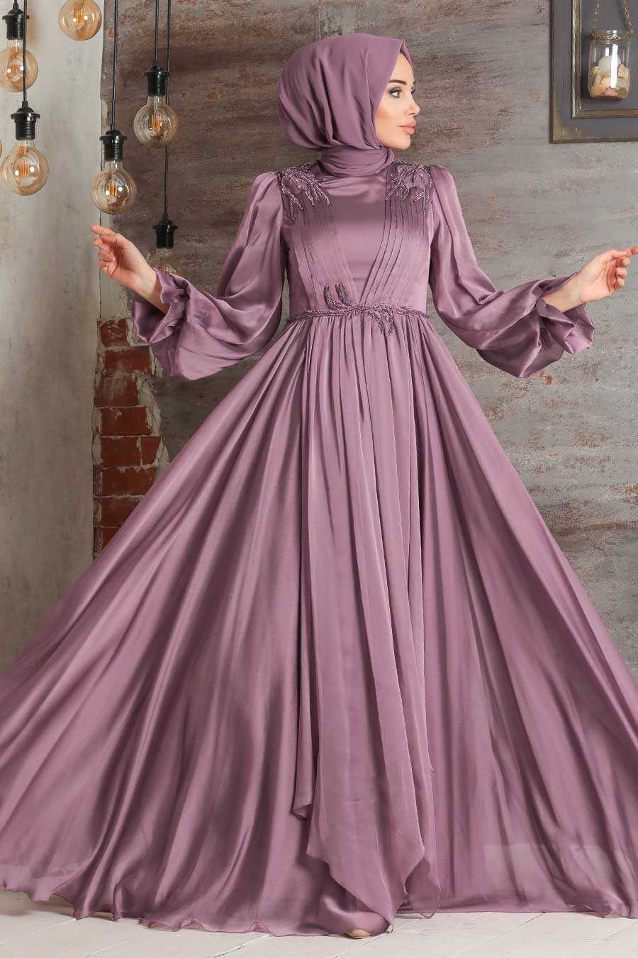 Dusty Rose Hijab Evening Dress 21910GK