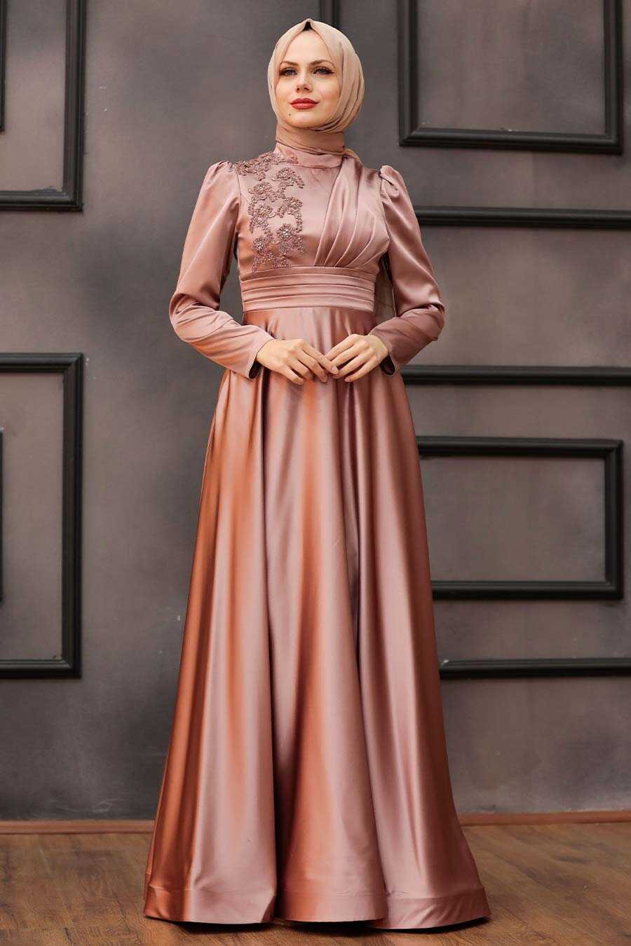 Dusty Rose Hijab Evening Dress 22010GK