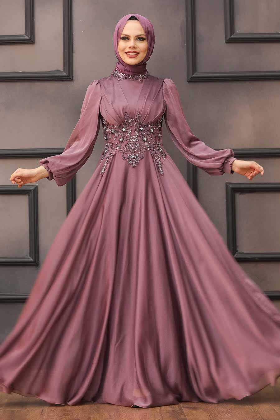 Neva Style - Luxury Dusty Rose Islamic Clothing Evening Dress 22150GK ...