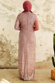 Neva Style - Long Sleeve Dusty Rose Islamic Prom Dress 25851GK - Thumbnail