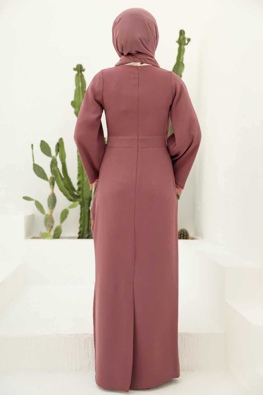 Dusty Rose Hijab Evening Dress 33150GK