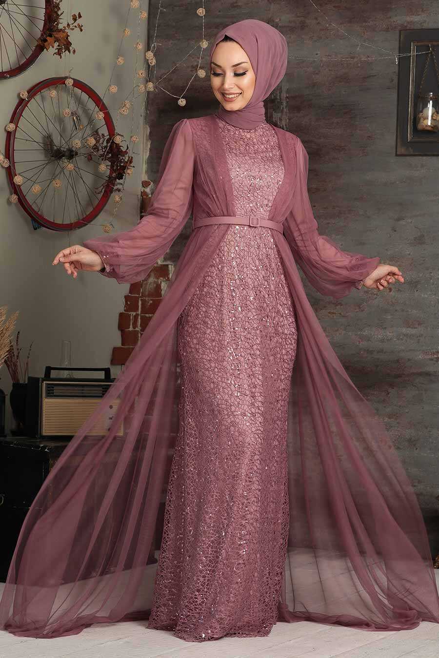 Dusty Rose Hijab Evening Dress 5383GK