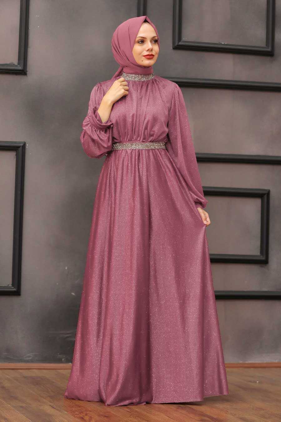 Dusty Rose Hijab Evening Dress 5501GK
