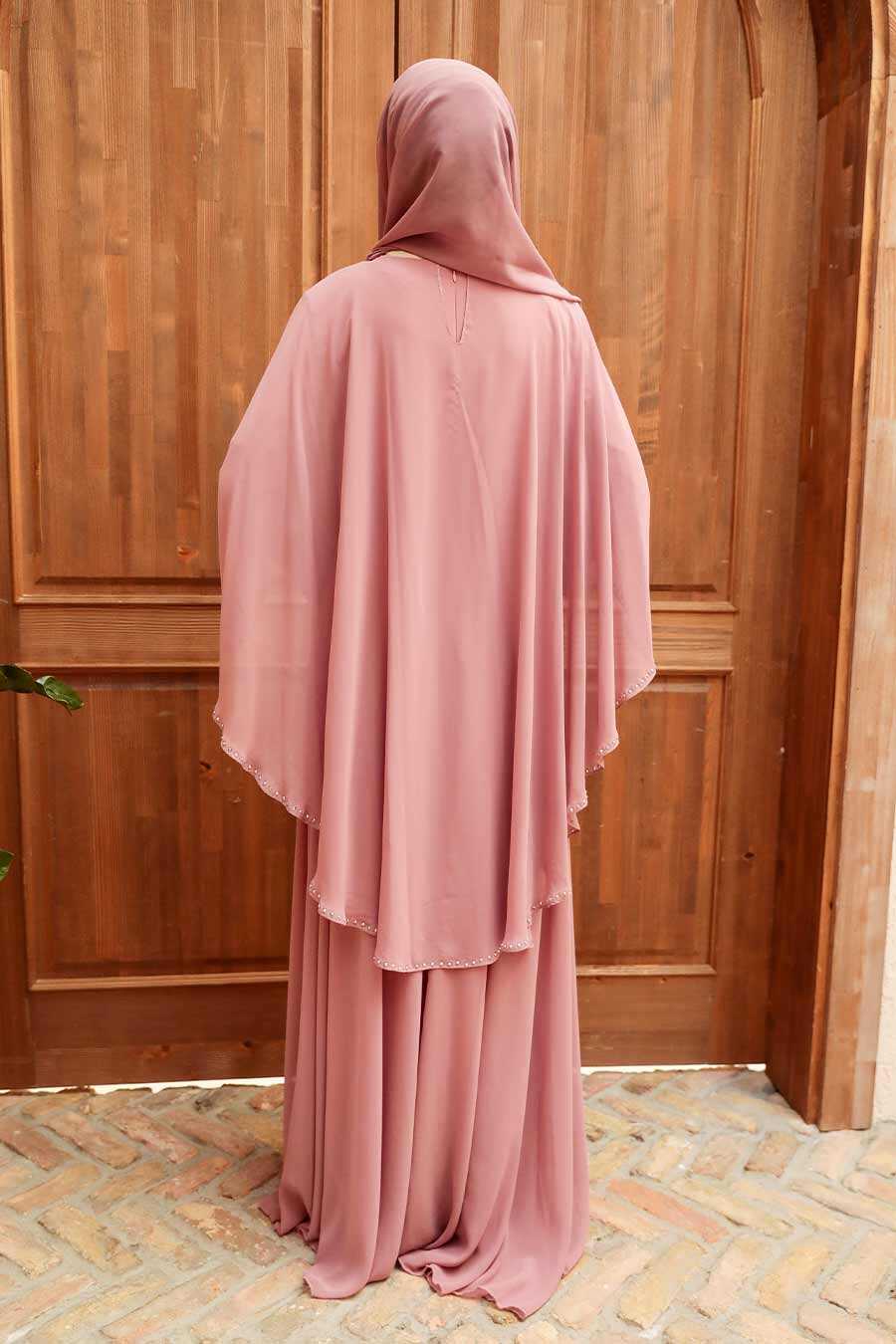 Dusty Rose Hijab Evening Dress 91501GK