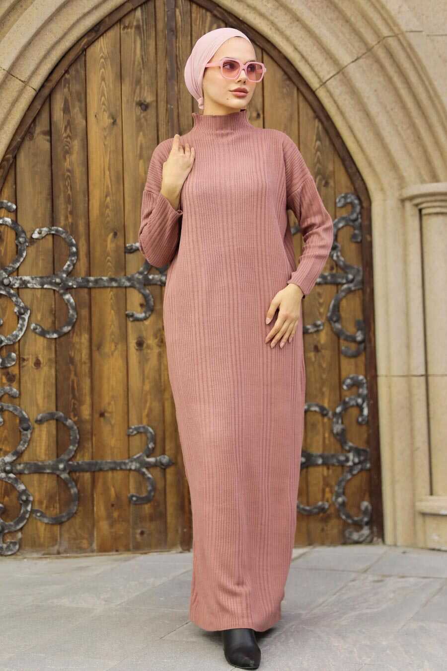 Dusty Rose Hijab Knitwear Dress 34150GK