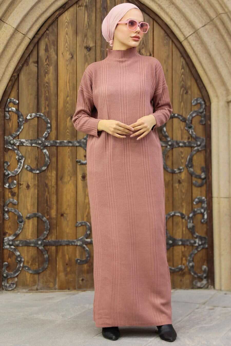 Dusty Rose Hijab Knitwear Dress 34150GK