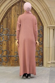 Dusty Rose Hijab Knitwear Dress 34150GK - Thumbnail