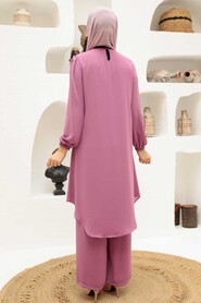 Dusty Rose Hijab Suit Dress 12510GK - Thumbnail