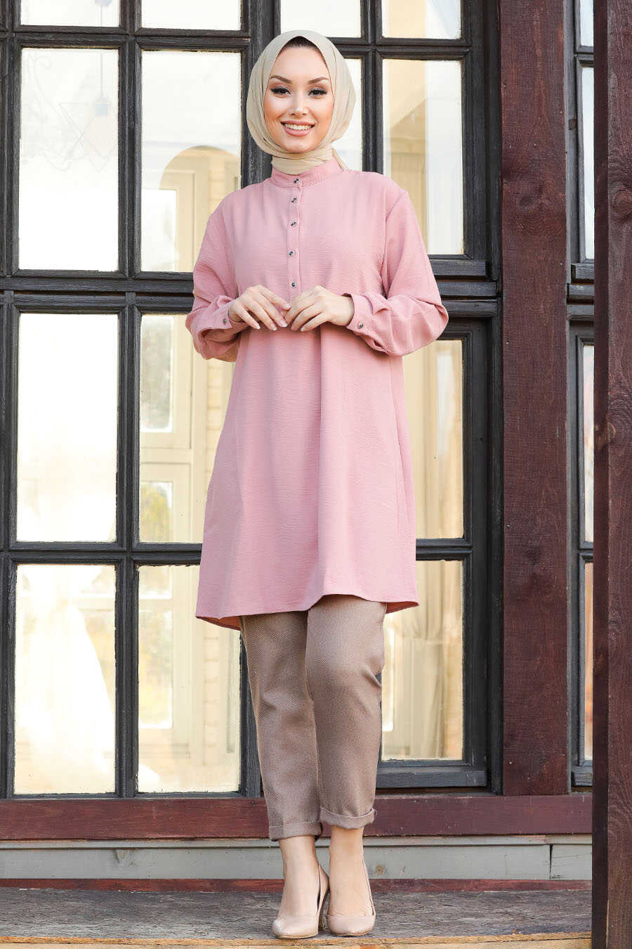 Dusty Rose Hijab Tunic 1146K - Neva-style.com