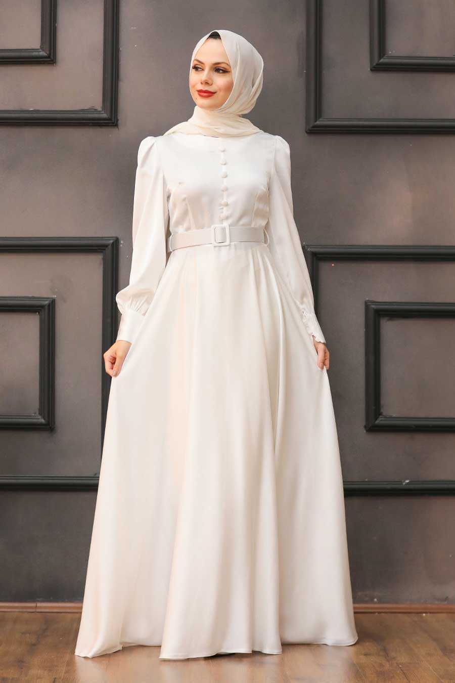 Neva Style - Luxorious Ecru Islamic Wedding Gown 3038E