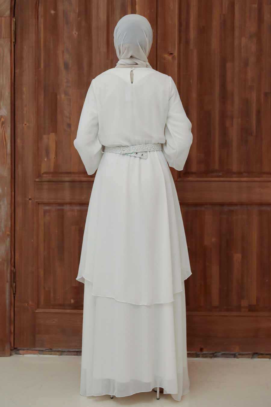 Neva Style - Modern Ecru Muslim Fashion Wedding Dress 5489E