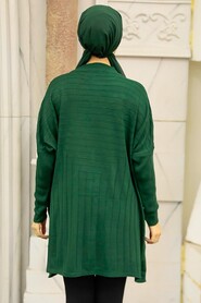 Emerald Green Hijab Knitwear Poncho 3404ZY - Thumbnail