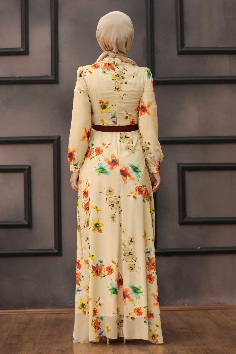 Flower Patterned Hijab Dress 815230dsn Neva 4113