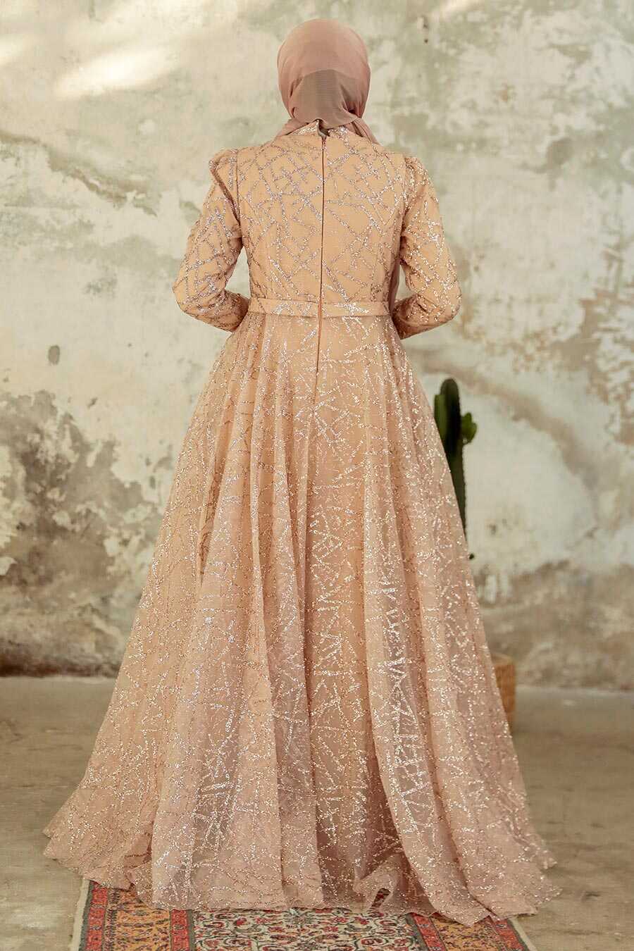Neva Style - Luxorious Gold Islamic Clothing Engagement Dress 22282GOLD