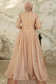 Neva Style - Luxorious Gold Islamic Clothing Engagement Dress 22282GOLD - Thumbnail