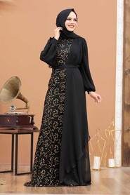 Neva Style - Elegant Gold Islamic Clothing Prom Dress 5516GOLD - Thumbnail