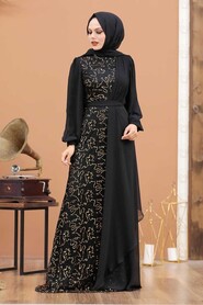 Neva Style - Elegant Gold Islamic Clothing Prom Dress 5516GOLD - Thumbnail