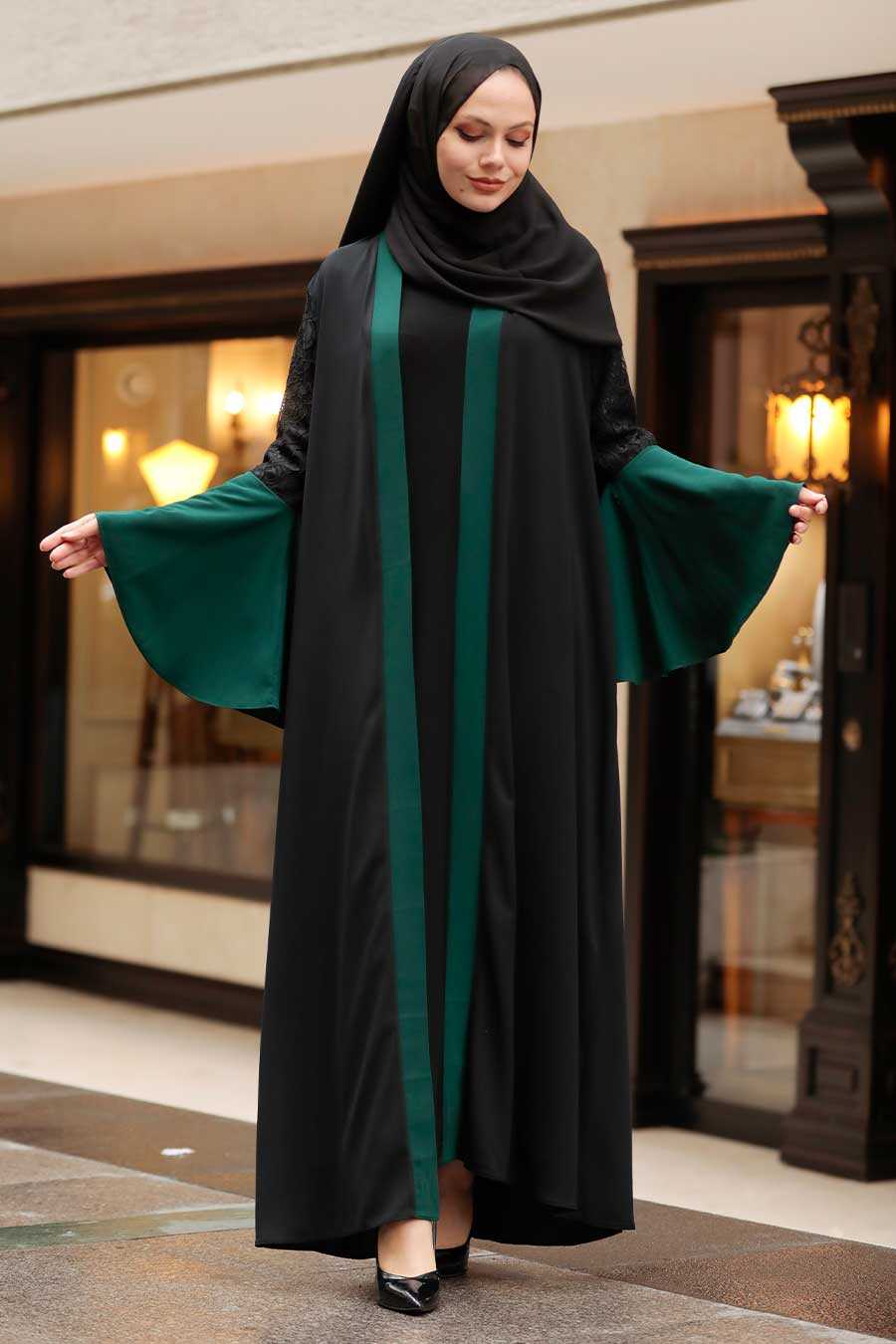 Green Hijab Abaya 55510Y