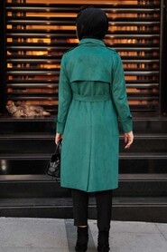Green Hijab Coat 72070Y - Thumbnail