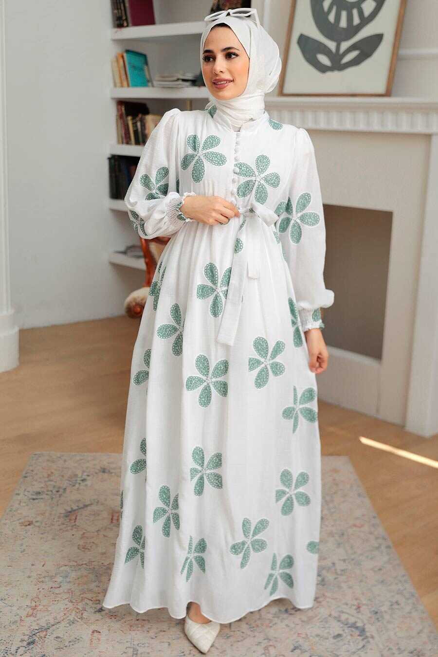 Green Hijab Dress 10377Y