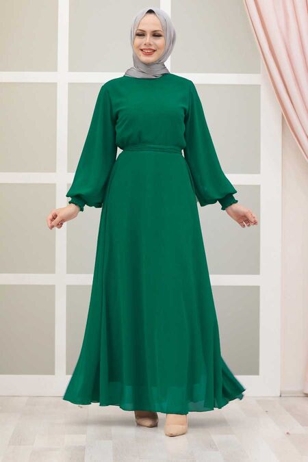 Green Hijab Dress 20550Y - Neva-style.com