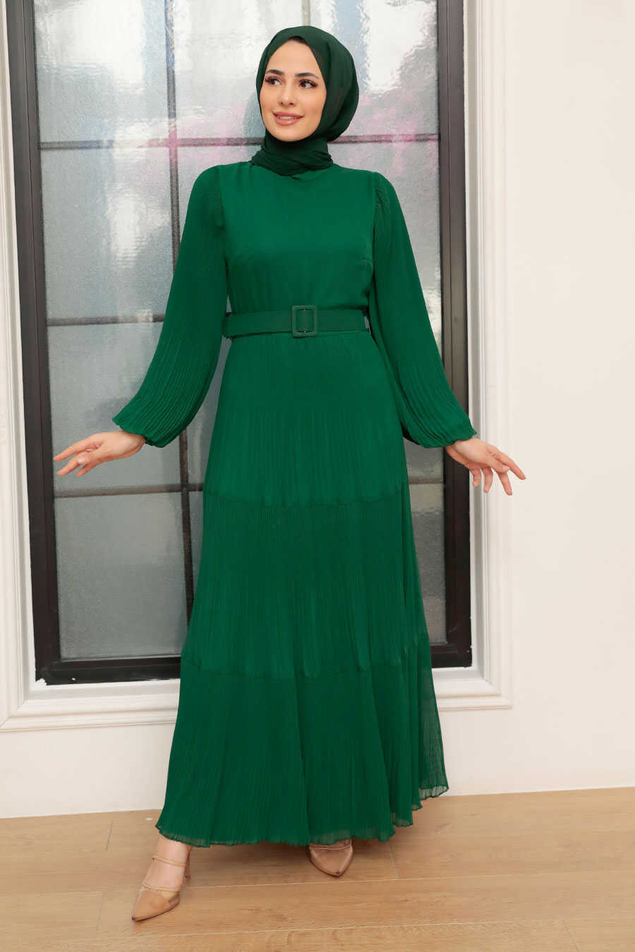 Green Hijab Dress 3590Y