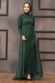Neva Style - Plus Size Green Modest Wedding Dress 90000Y - Thumbnail