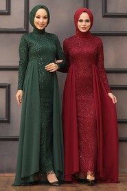 Neva Style - Plus Size Green Modest Wedding Dress 90000Y - Thumbnail