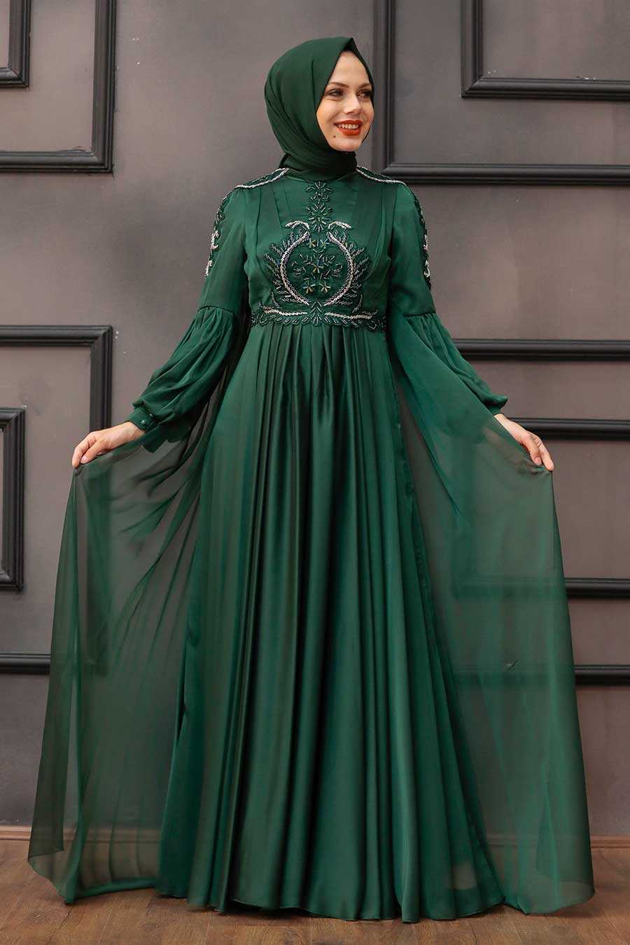 Green Hijab Evening Dress 2212Y