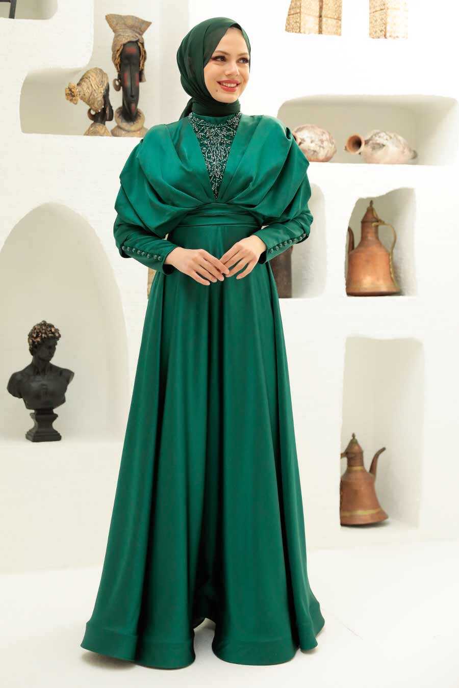 Green Hijab Evening Dress 22451Y - Neva-style.com