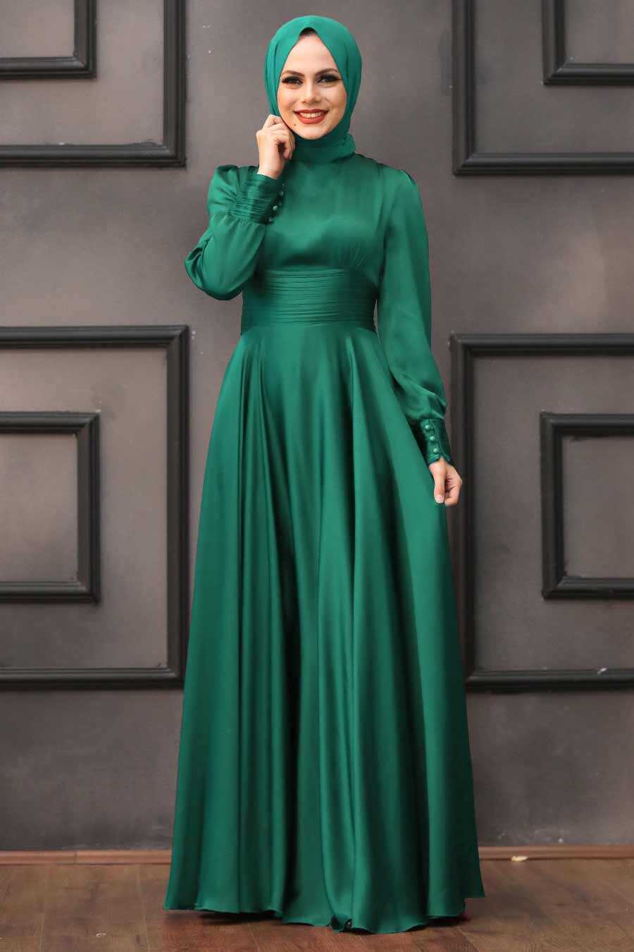 Green Hijab Evening Dress 2511Y - Neva-style.com
