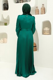 Green Hijab Evening Dress 3452Y - Thumbnail