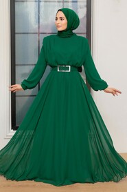 Green Hijab Evening Dress 36050Y - Thumbnail