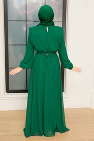 Green Hijab Evening Dress 36050Y - Thumbnail