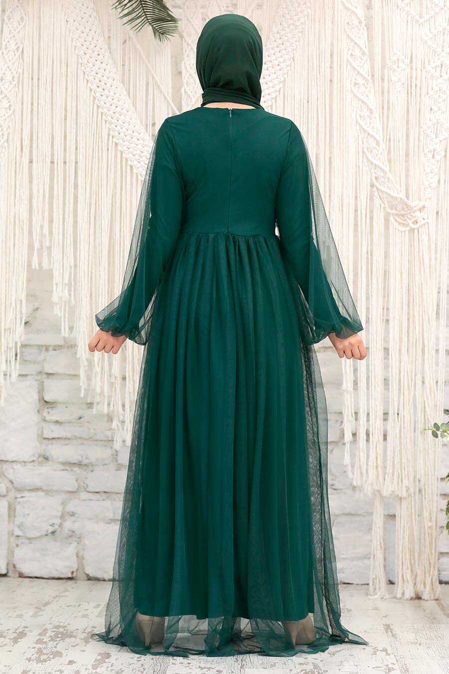 Green Hijab Evening Dress 54230Y
